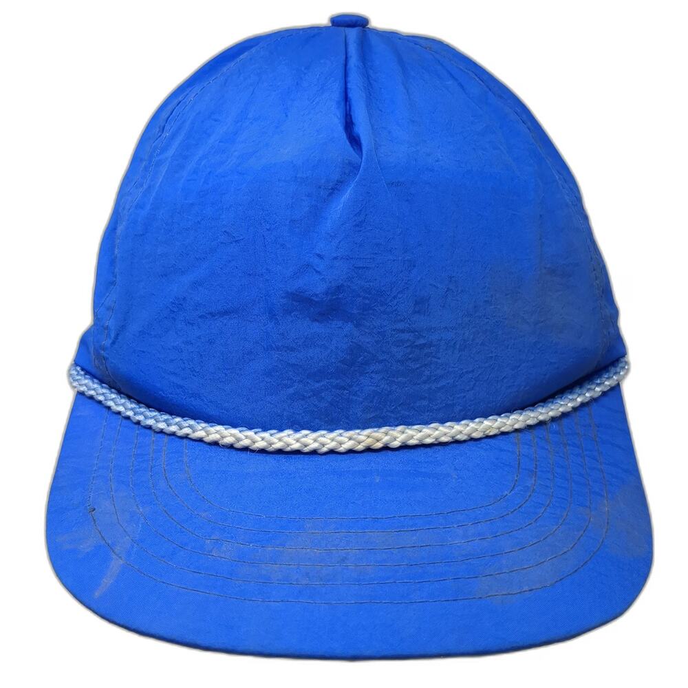 Arlin 5 Panel Blue One Size Nylon Rope Brim Snapback Hat Adjustable Plain Blank